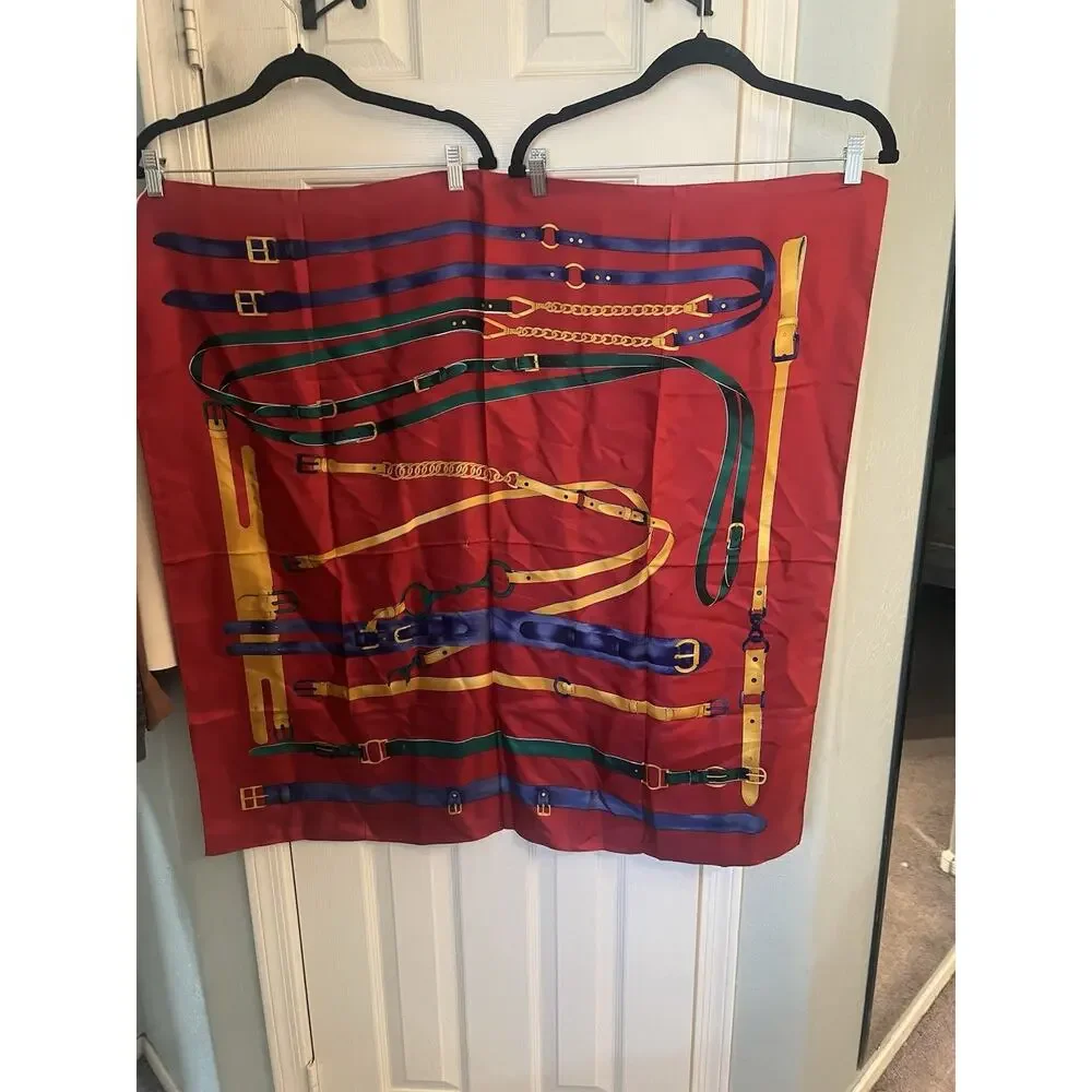 VTG Unbranded Equestrian Red Scarf Silk